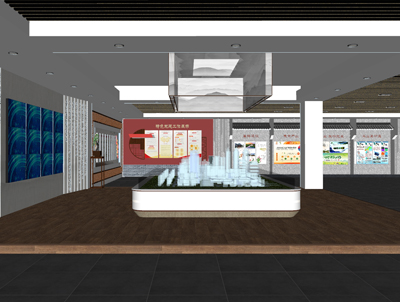 新中式日式民俗文化艺术展馆SU草图大师模型