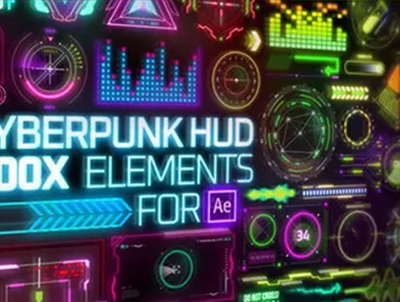 HUD赛博朋克未来科幻FUI霓虹发光 523个图形动画AE脚本插件模板