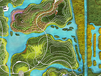 超新小清新建筑园林滨水景观公园广场居住区庭院彩平图PSD源文件