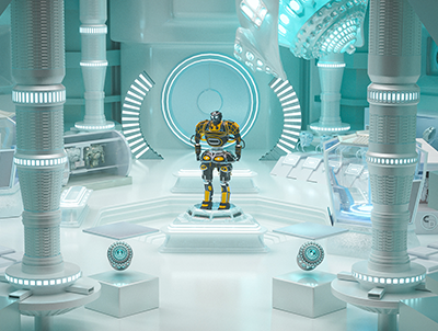 科技C4D炫酷机器人场景Octane源文件