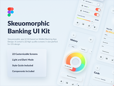 新拟态钱包银行应用UI套件 Skeuomorph Wallet Banking App UI Kit