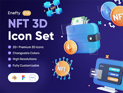 NFT 3D图标集 – Enefty – NFT 3D Icon Set
