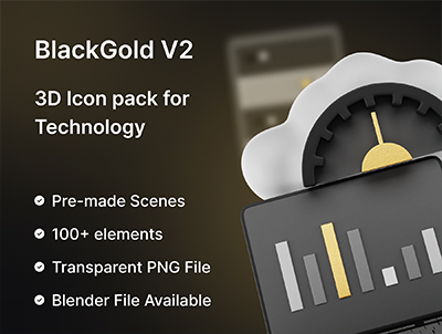 BlackGold Vol2 – Technology 3D Icon Pack 科技3D图标包