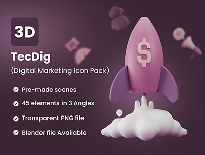 TecDig – 3D Marketing Icons Pack 营销图标包
