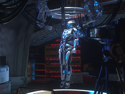 C4D地下室机器人工作台场景OC工程源文件