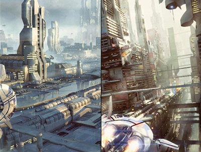 C4D场景 街区建筑科幻外星球工业废旧厂房游戏电影模型预设