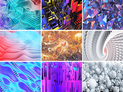 C4D工程源文件抽象纹理空间波纹背景渐变设计素材