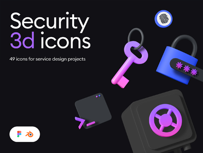 安全3D图标包 Security 3d icon kit