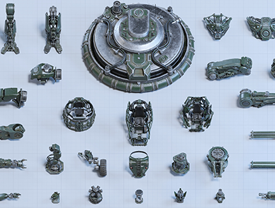 丰富的机甲模型资产包含贴图 支持Blender/obj/fbx/虚幻引擎