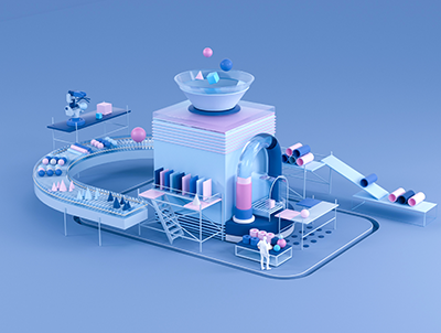 简约清新的几何场景C4D工程 OC渲染源文件