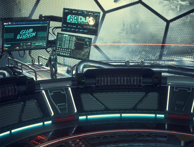 C4D未来科幻宇宙科技空间站能量环底座场景