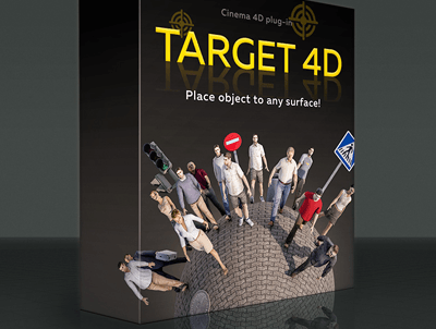 C4D模型对象放置任意表面位置插件AEscripts Target4D v1.5.9 支持C4D R17-R25