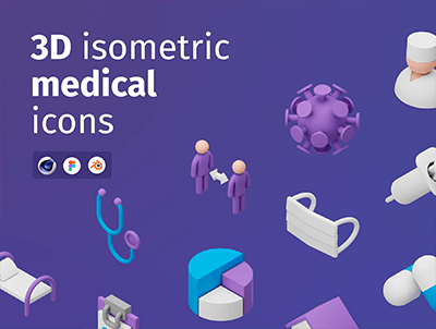 等距医疗3D图标-3D isometric medical icons