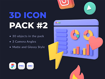 3D图标包第二套 – 3D Icon Pack #2