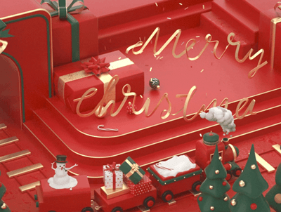 超实用的圣诞节 节日小场景 C4D循环动画 OC工程