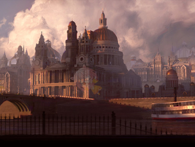 蒸汽朋克皇室贵族城市宏伟建筑包城楼城堡C4D模型3D素材