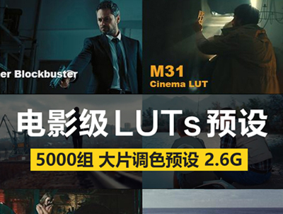 经典5000+组电影级3D调色LUT预设支持AE/PR/PS/FCPX/达芬奇/SG E5