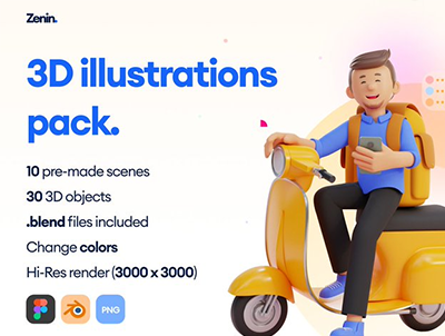 Zenin 3D角色场景插画包 – Zenin 3D Illustration Pack