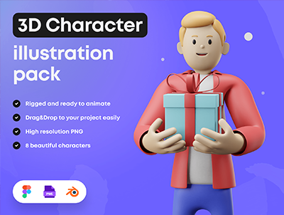 3D卡通角色人物插画包-3D Character Illustration Pack