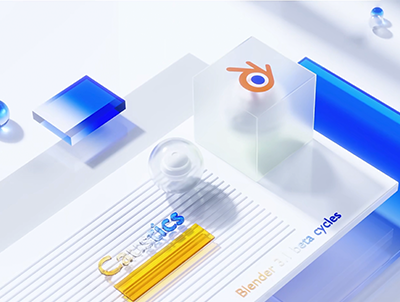 科技感三维微软高级风格空间焦散场景Blender源文件