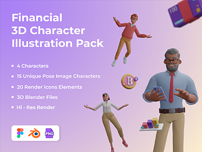 职业3D人物插画包-Financial 3D Character Illustration Pack