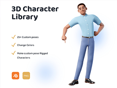 男性IP角色姿势库 – 3D Male Character Pose Library Pack
