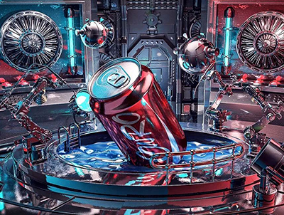 震撼工业风机械感可乐场景C4D工程源文件