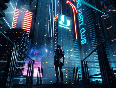 价值50美金的C4D赛博朋克城市机器人蝙蝠侠哥谭市 CBD 摩天大楼