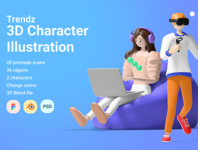 Trendz 3D男女角色人物场景 – Trendz 3D Illustration