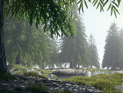 河边小树 植物写实C4D场景工程 含OC材质贴图