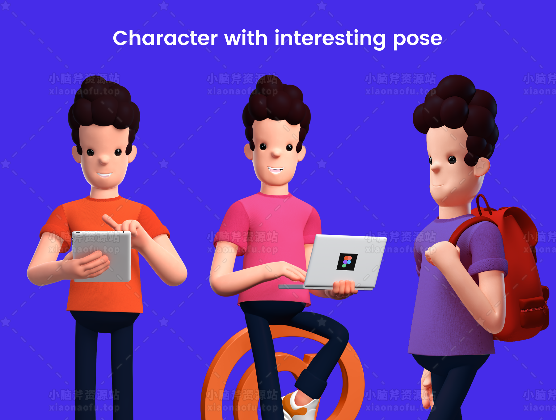 10个姿势的3D角色(3D character with 10 poses)