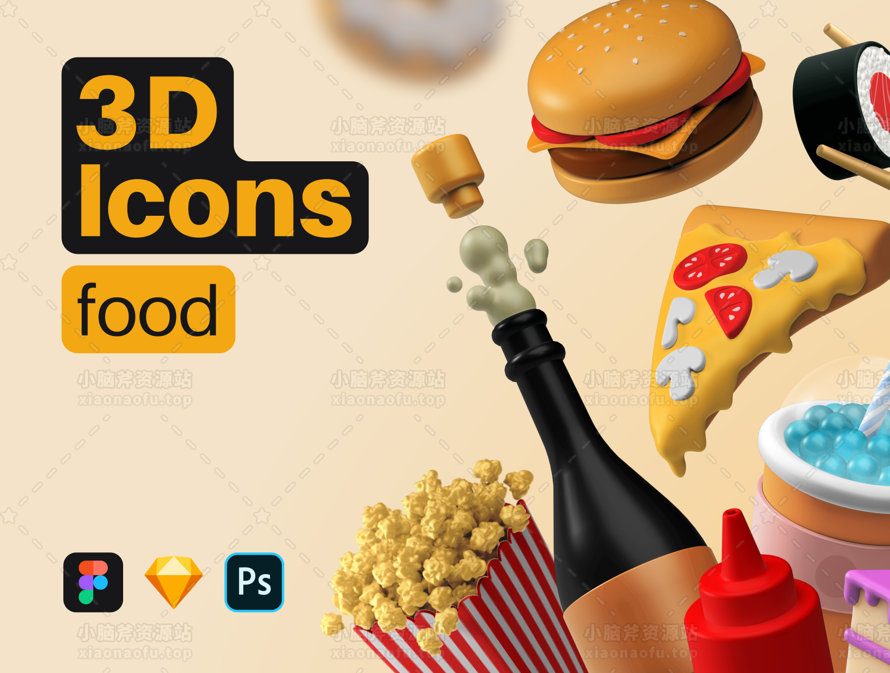 3D 图标包-食物(3D Icons Pack - Food)