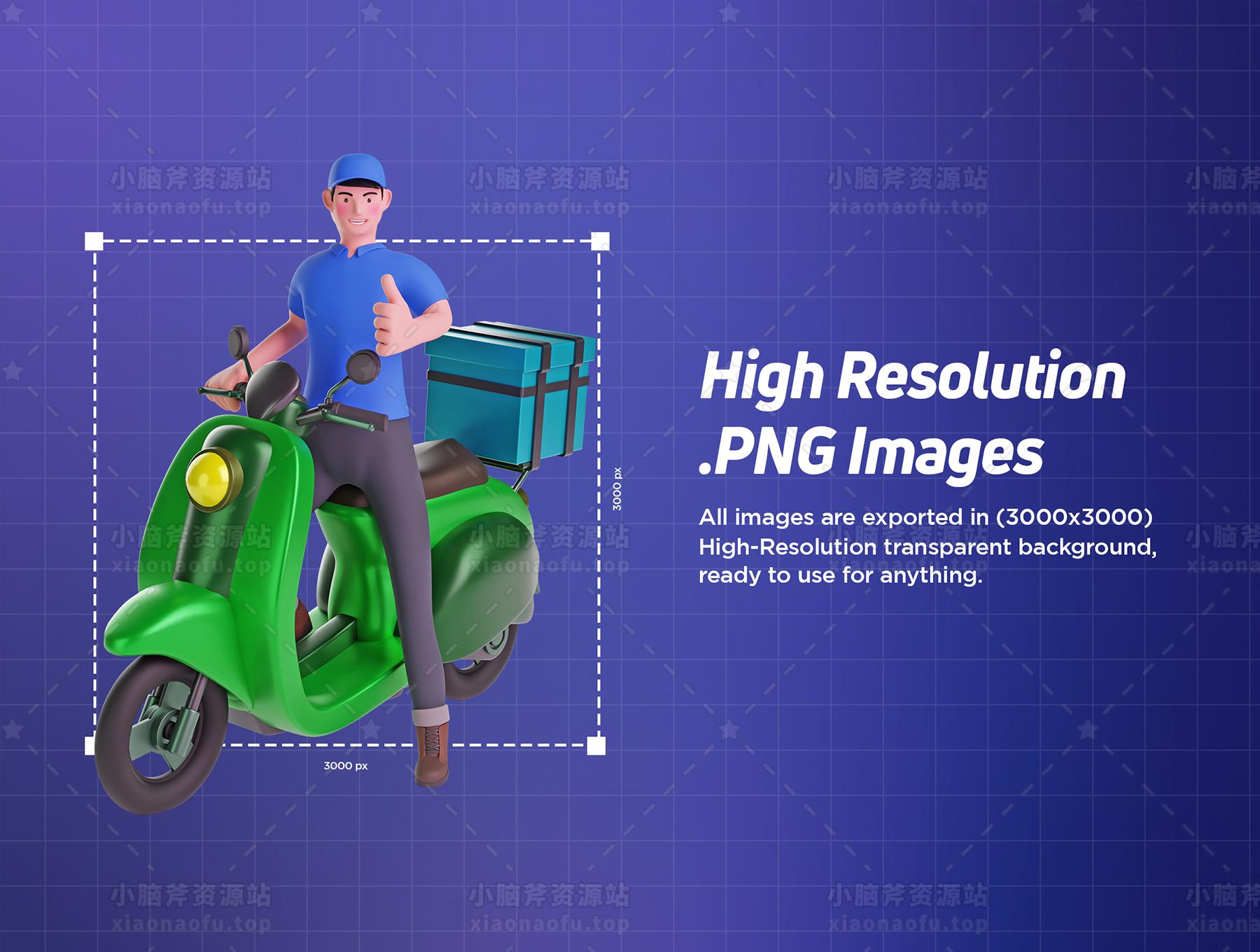 3d 字符包快递图(3D Character pack Delivery Courier Illustration)