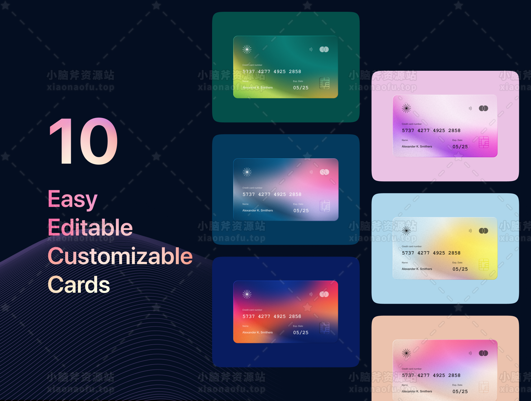 3D 金属信用卡模型 - 金融科技和 SaaS(3D Metal Credit Card Mockups - Fintech & SaaS)