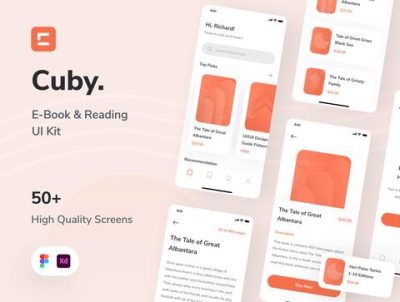 Cuby – 电子书店和阅读器应用程序 UI 套件(Cuby – E-Book Store & Reader App UI Kit)