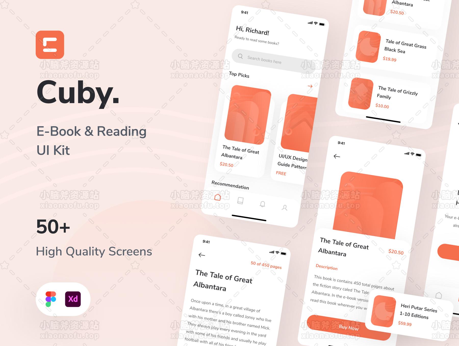 Cuby - 电子书店和阅读器应用程序 UI 套件(Cuby - E-Book Store & Reader App UI Kit)