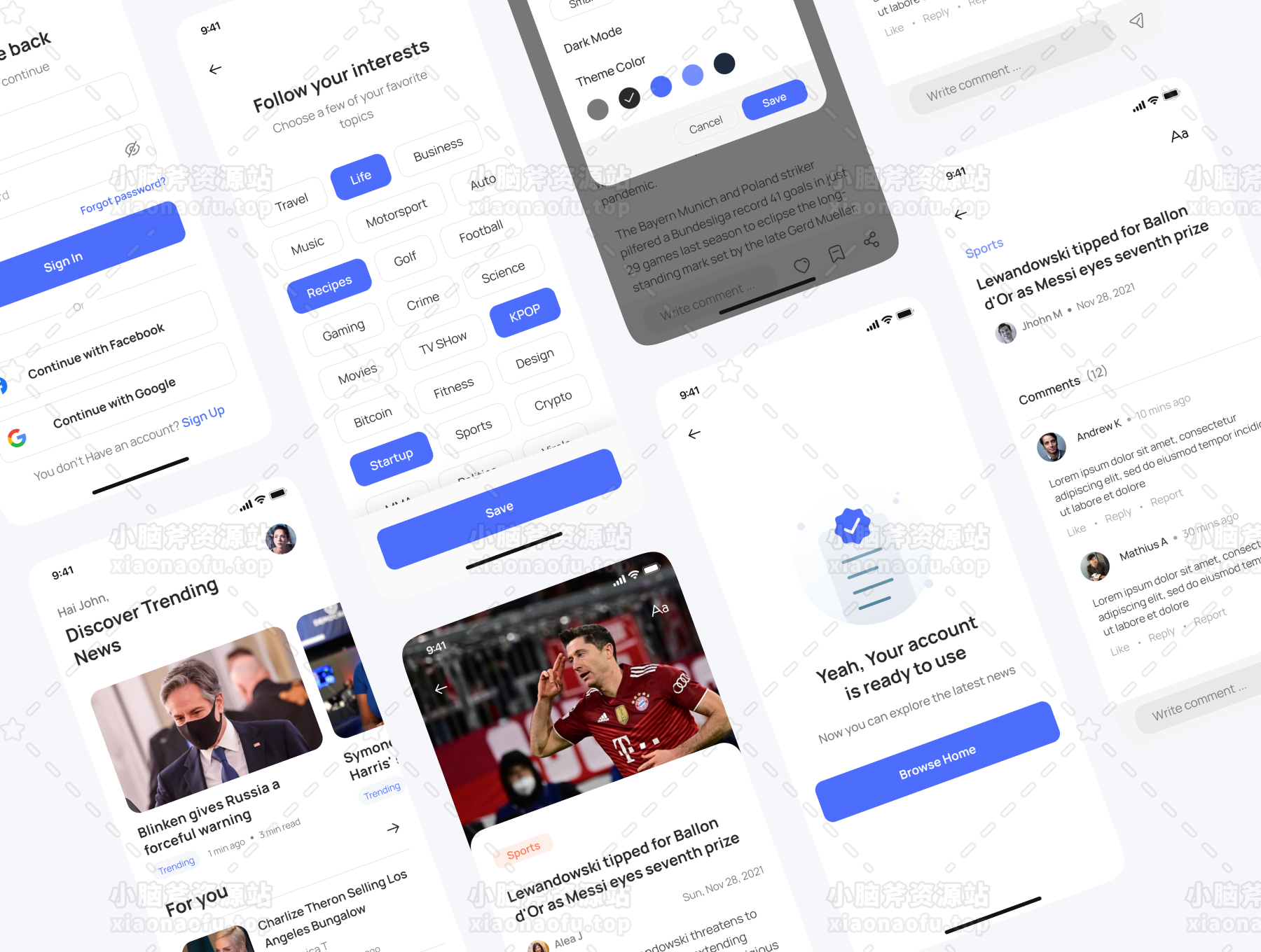 Daily - 高级新闻应用程序 UI 套件(Daily - Premium News App UI Kit)