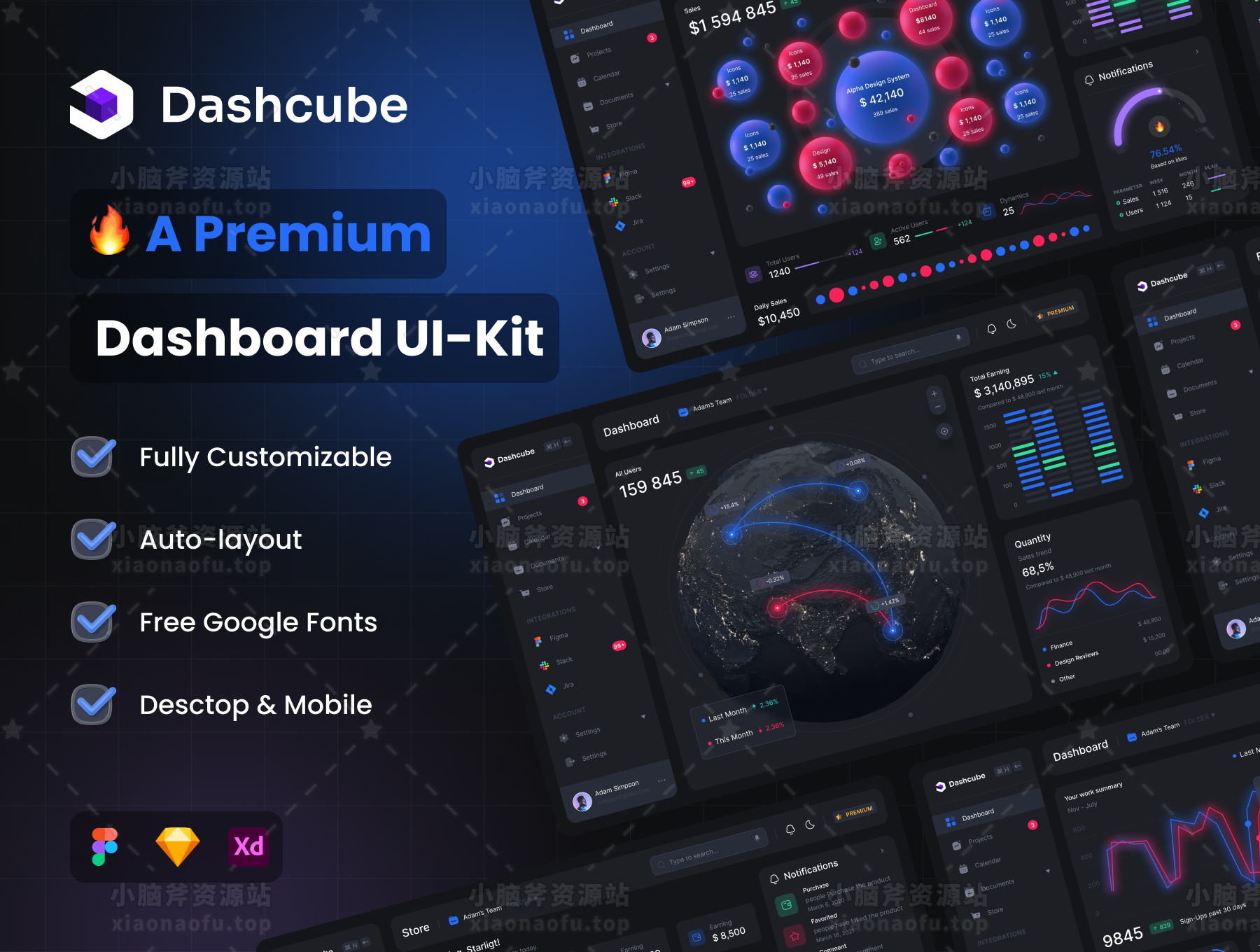 Dashcube - 仪表板 Ui 套件(Dashcube - Dashboard Ui Kit)