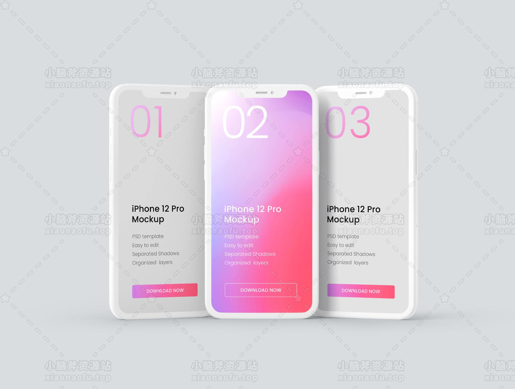 iPhone 12 Pro 粘土样机套装(iPhone 12 Pro Clay Mockup Set)