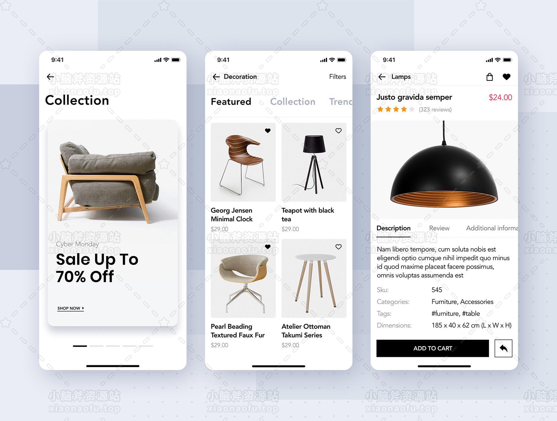 Loza - 家具店应用程序 UI 套件(Loza - Furniture Shop App UI Kit)