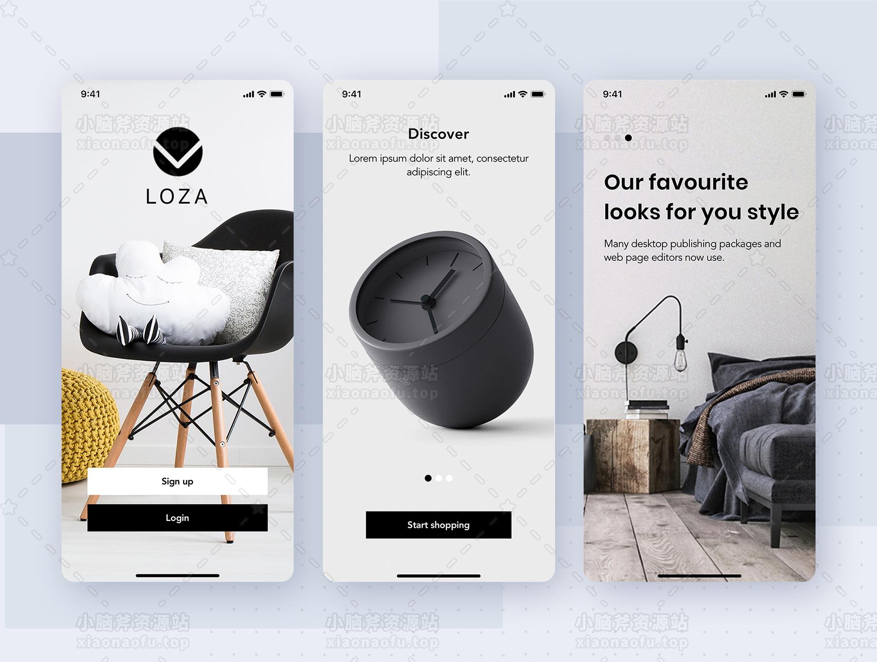 Loza - 家具店应用程序 UI 套件(Loza - Furniture Shop App UI Kit)