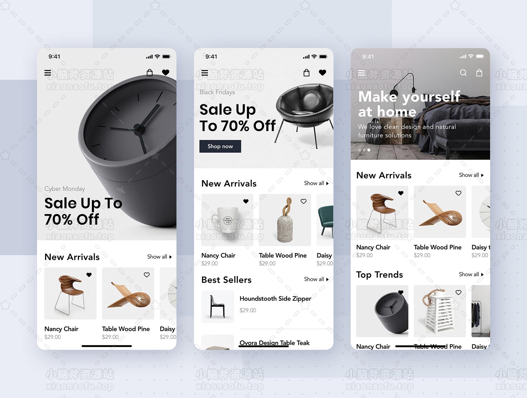 Loza - 家具店应用程序 UI 套件(Loza - Furniture Shop App UI Kit)