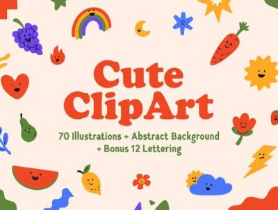 可爱的剪贴画插图(Cute Clip Art Illustration)