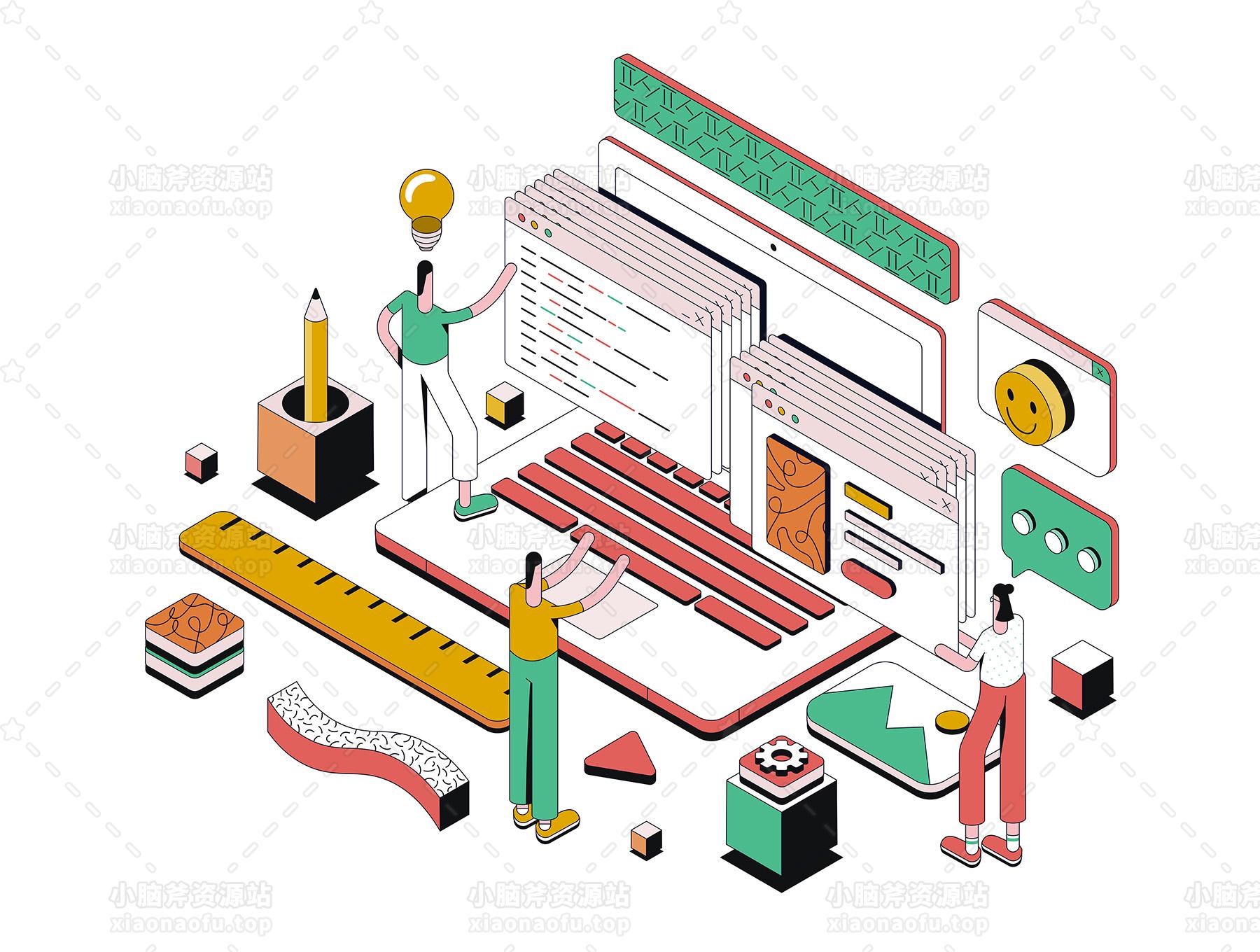 各种主题的等距插图(Isometric Illustrations on various topics)