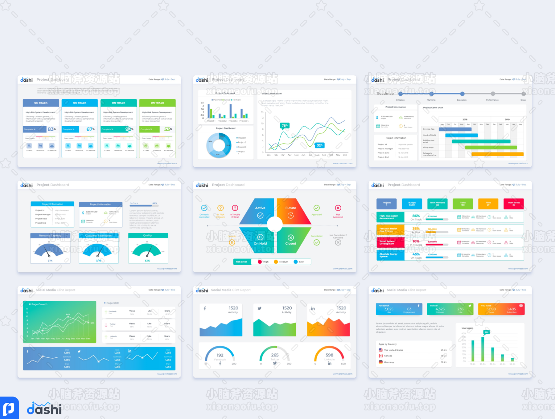 大石仪表板的PowerPoint模板(dashi dashboard PowerPoint template)