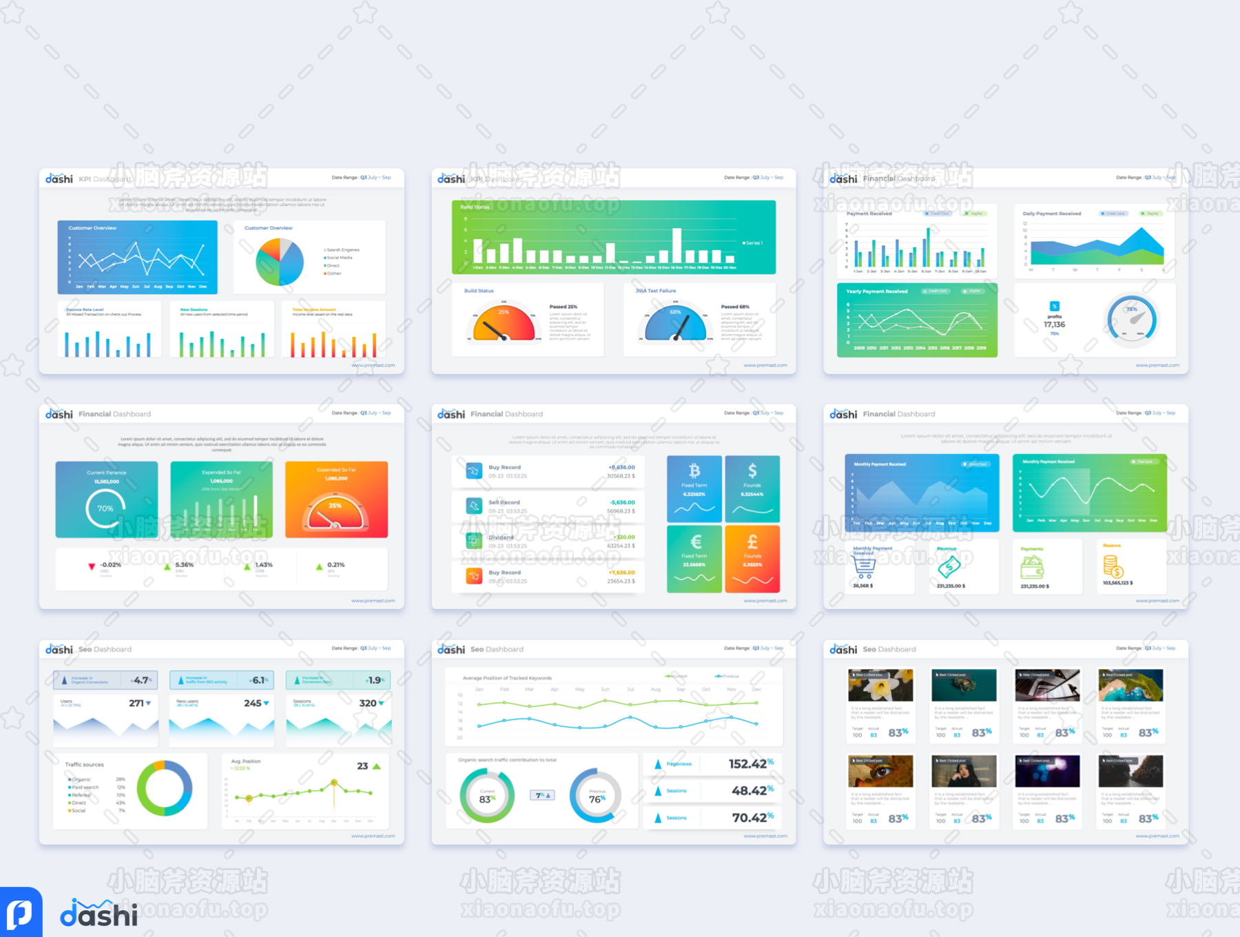 大石仪表板的PowerPoint模板(dashi dashboard PowerPoint template)