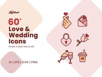 爱情和婚礼图标(Love and Wedding Icons)