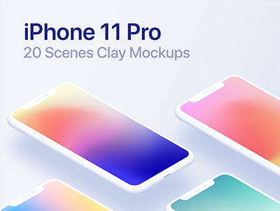 iPhone 11 Pro – 20 个模型(iPhone 11 Pro – 20 Clay Mockups)