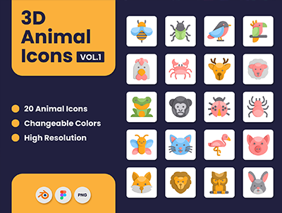3D 动物图标(3D Animal Icons)