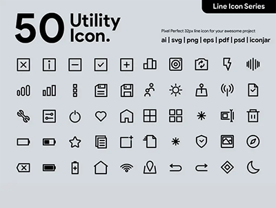 50 公用事业线图标(50 Utility Line Icon)